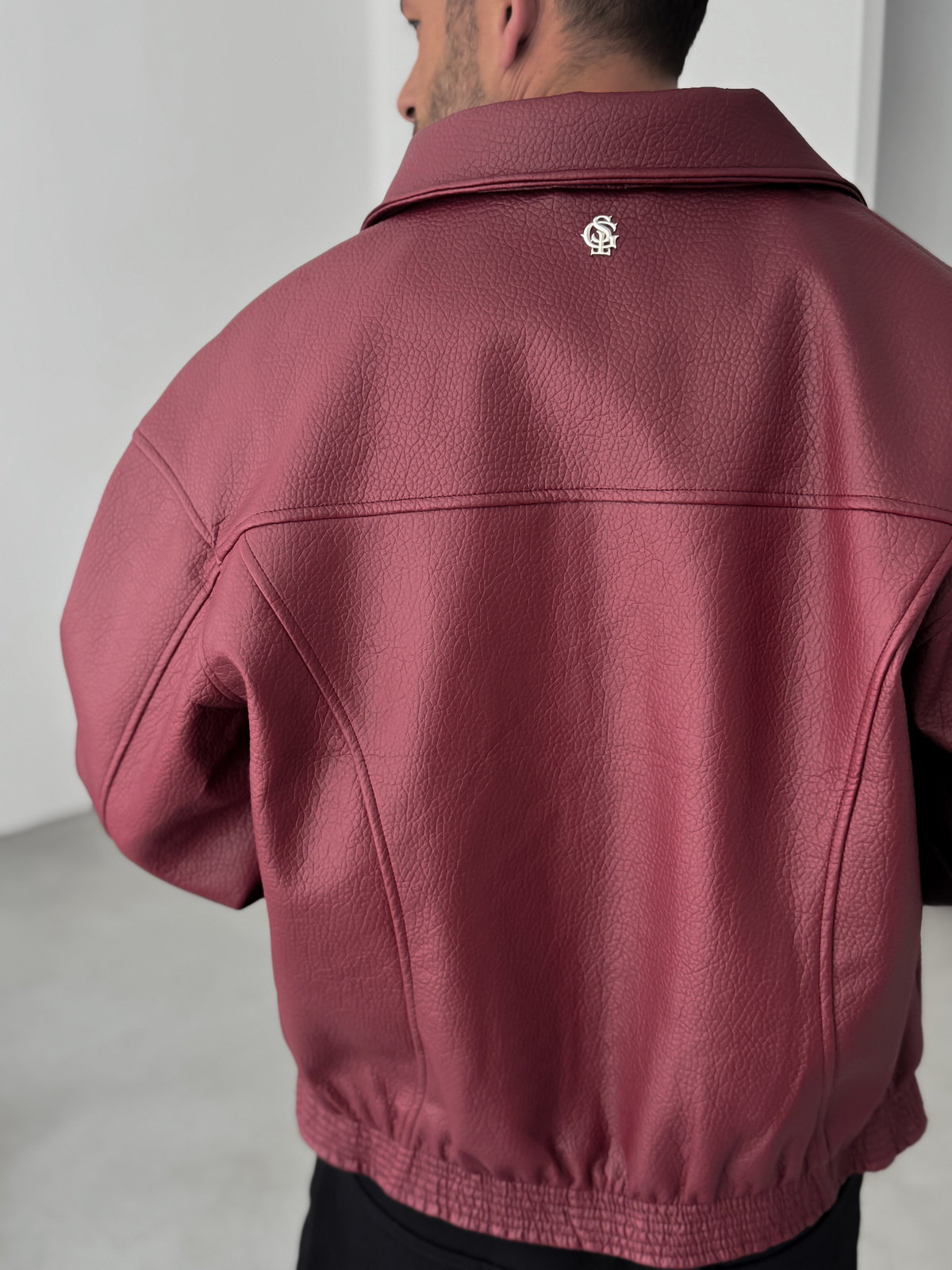 Bordo Retro Oversize Deri Ceket G-5761