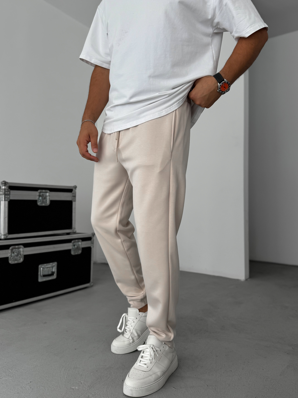 Bej Lastikli Rahat Basic Eşofman YP-4007