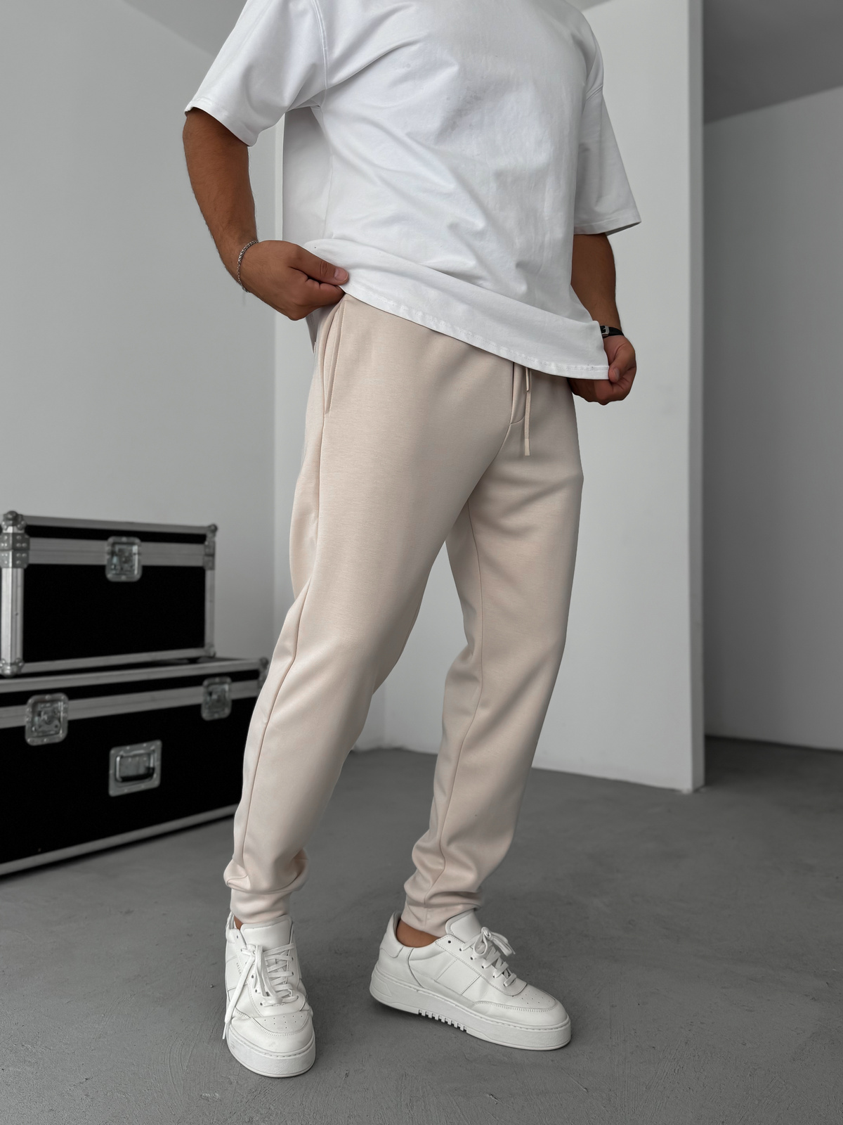 Bej Lastikli Rahat Basic Eşofman YP-4007
