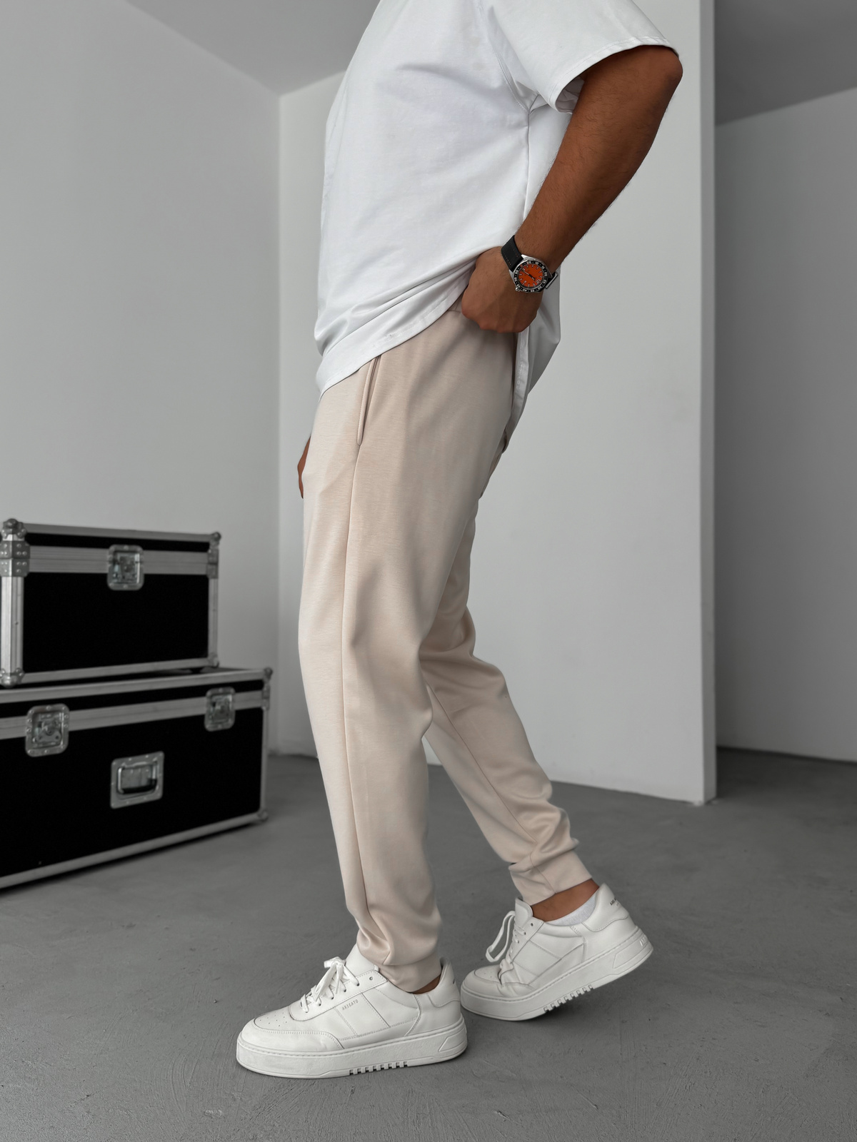 Bej Lastikli Rahat Basic Eşofman YP-4007