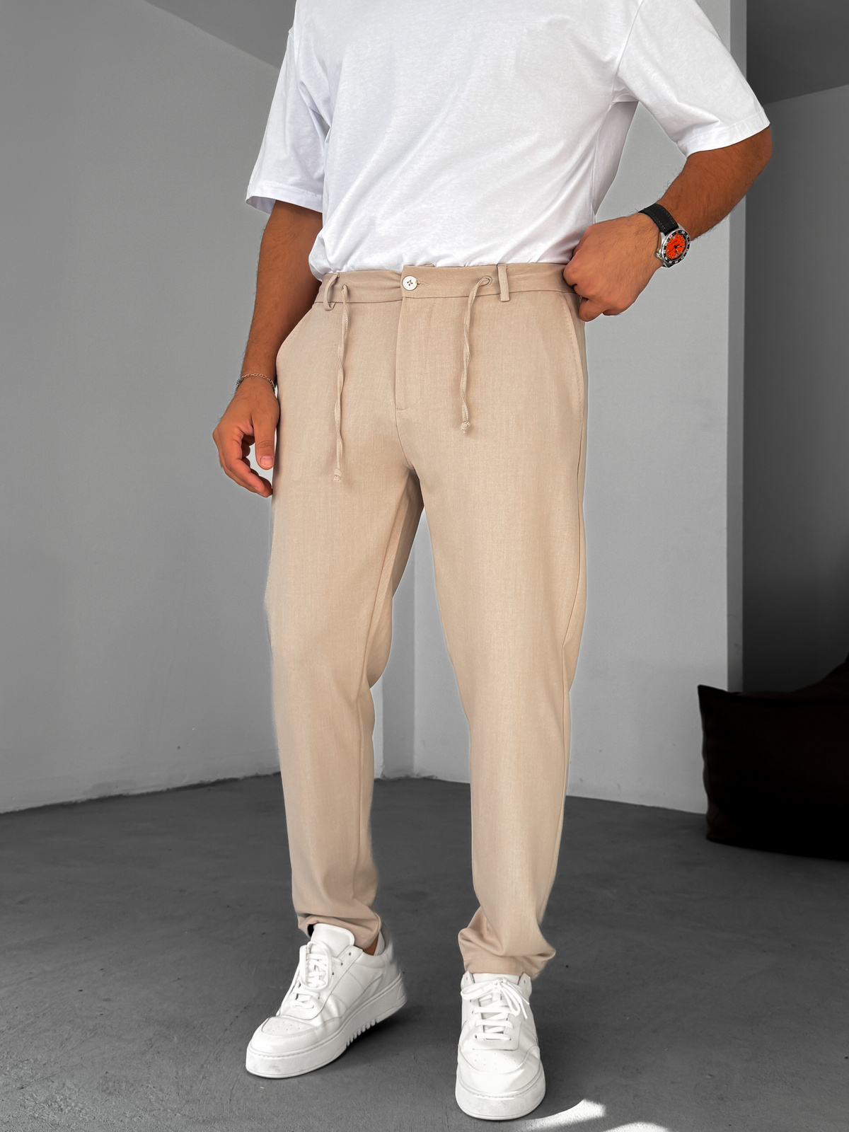 Bej Slim Fit Kumaş Pantolon YP-5037
