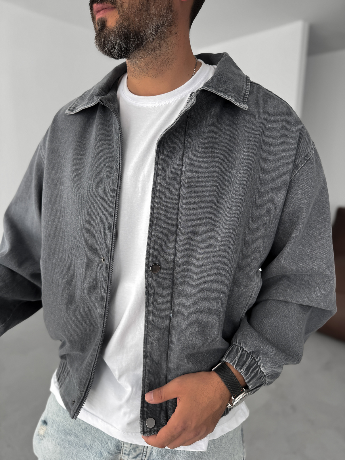 Antrasit Kot Bomber Ceket STK-8023