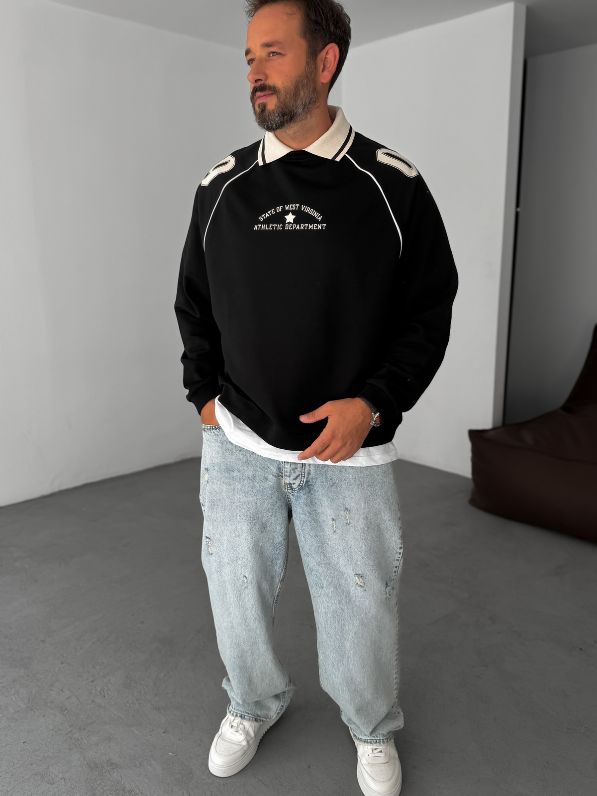 Siyah 09 Kabartmalı Sweatshirt JJ-129