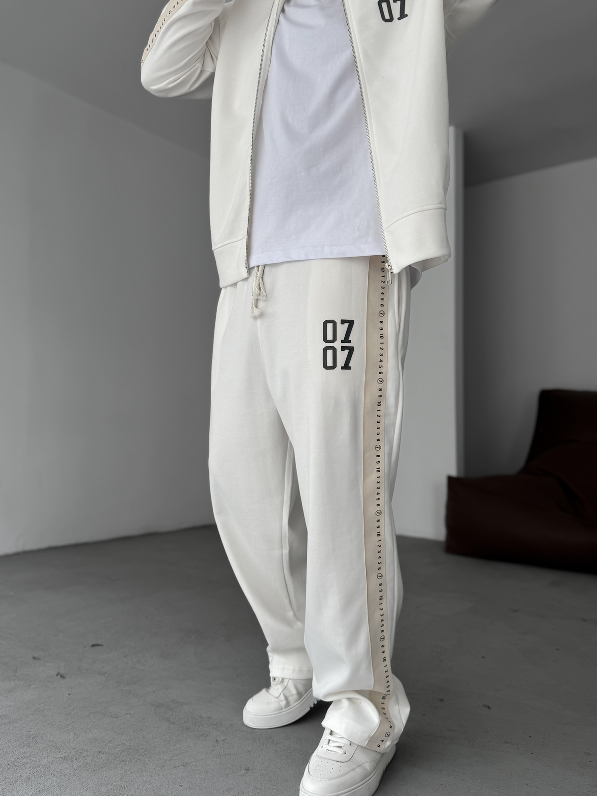 Beyaz 0707 Baskılı Eşofman RES-1132