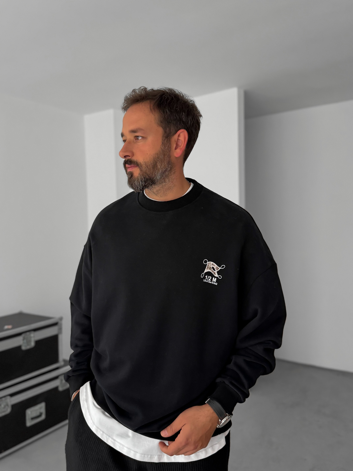 Siyah Flag Baskılı Sweatshirt HM-0004