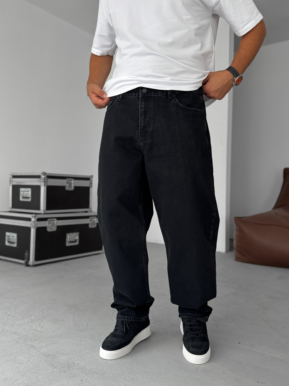 Siyah Yıkamalı Baggy Jean DF-3047
