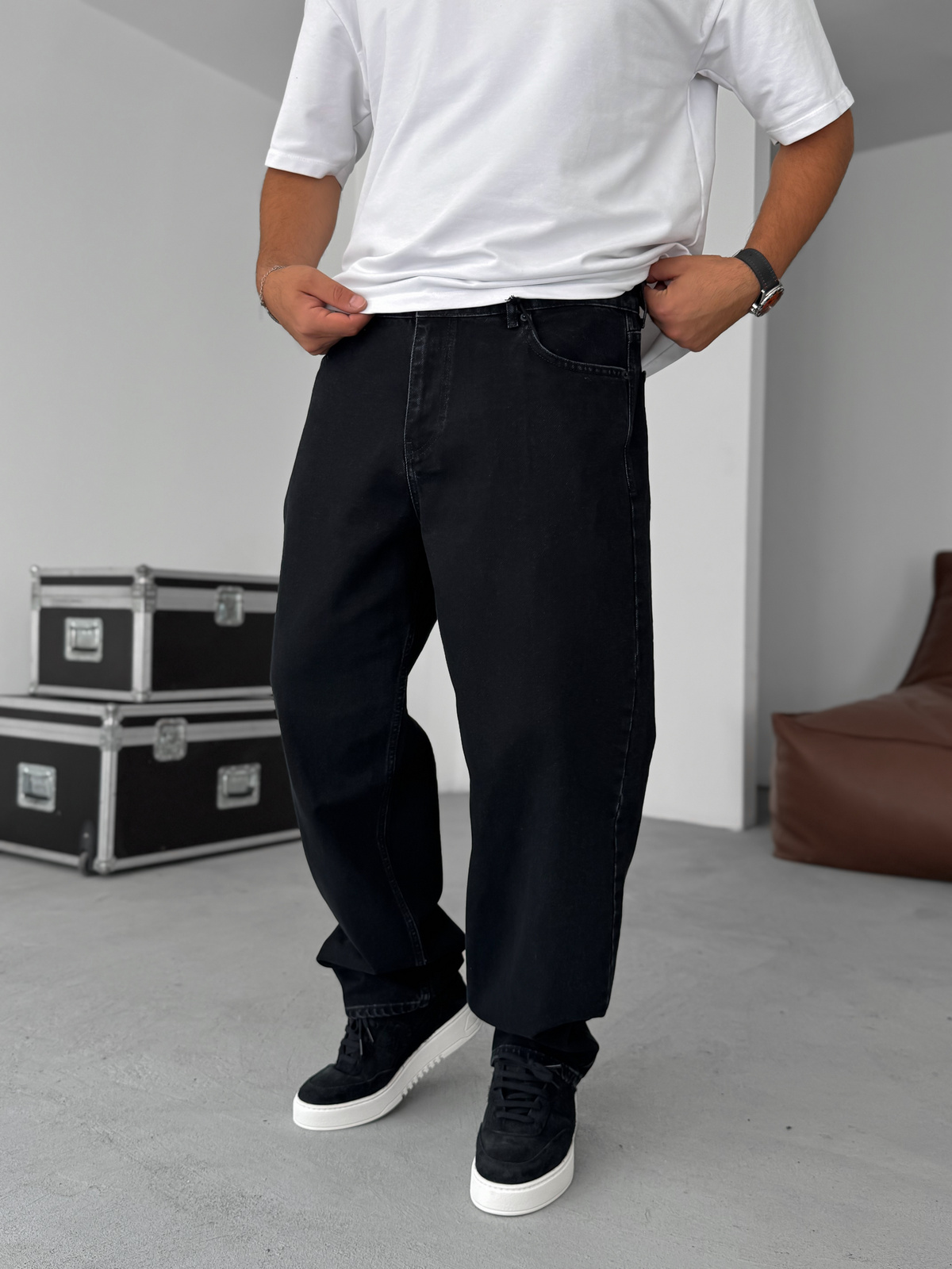 Siyah Yıkamalı Baggy Jean DF-3047