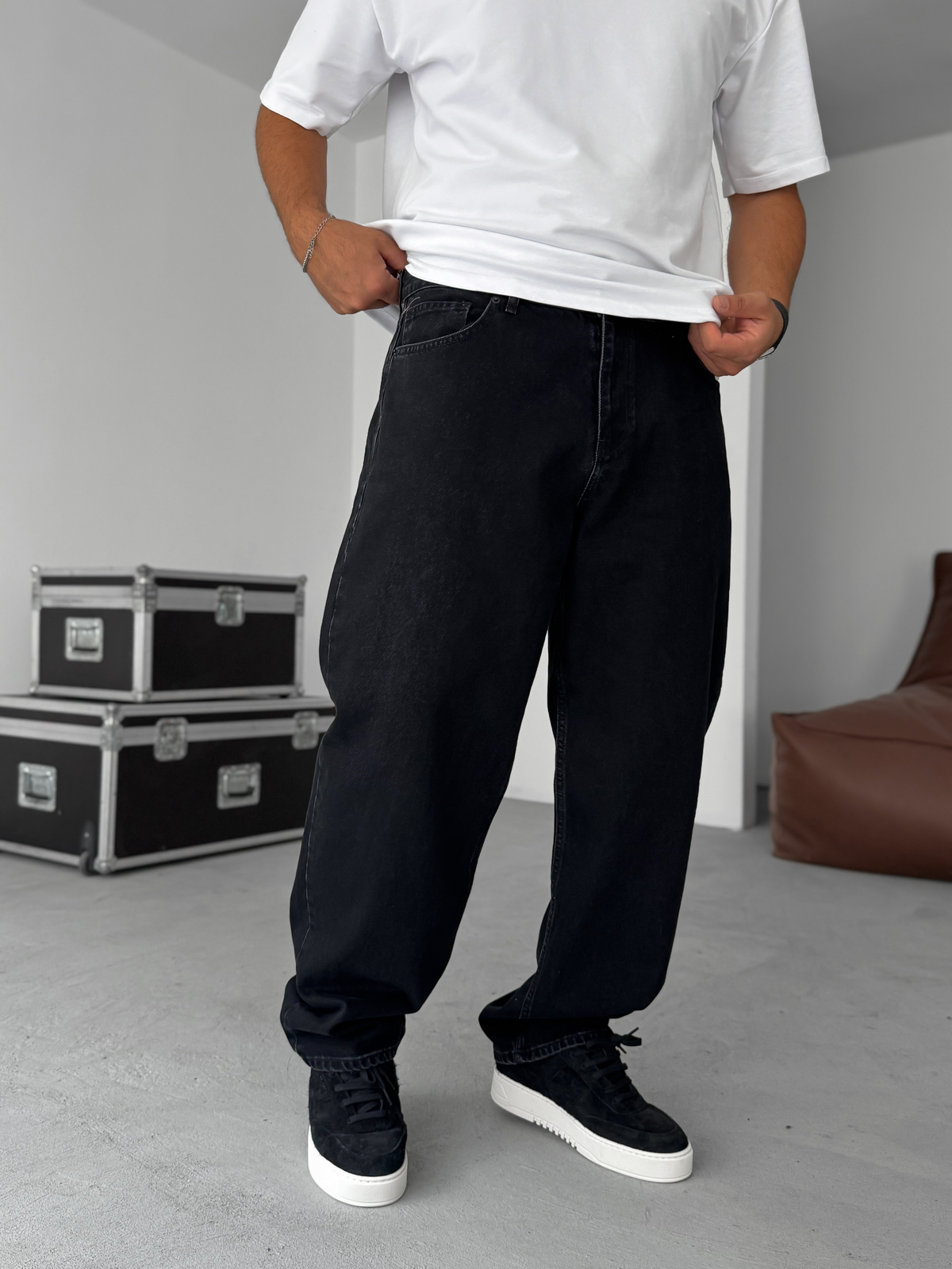 Siyah Yıkamalı Baggy Jean DF-3047