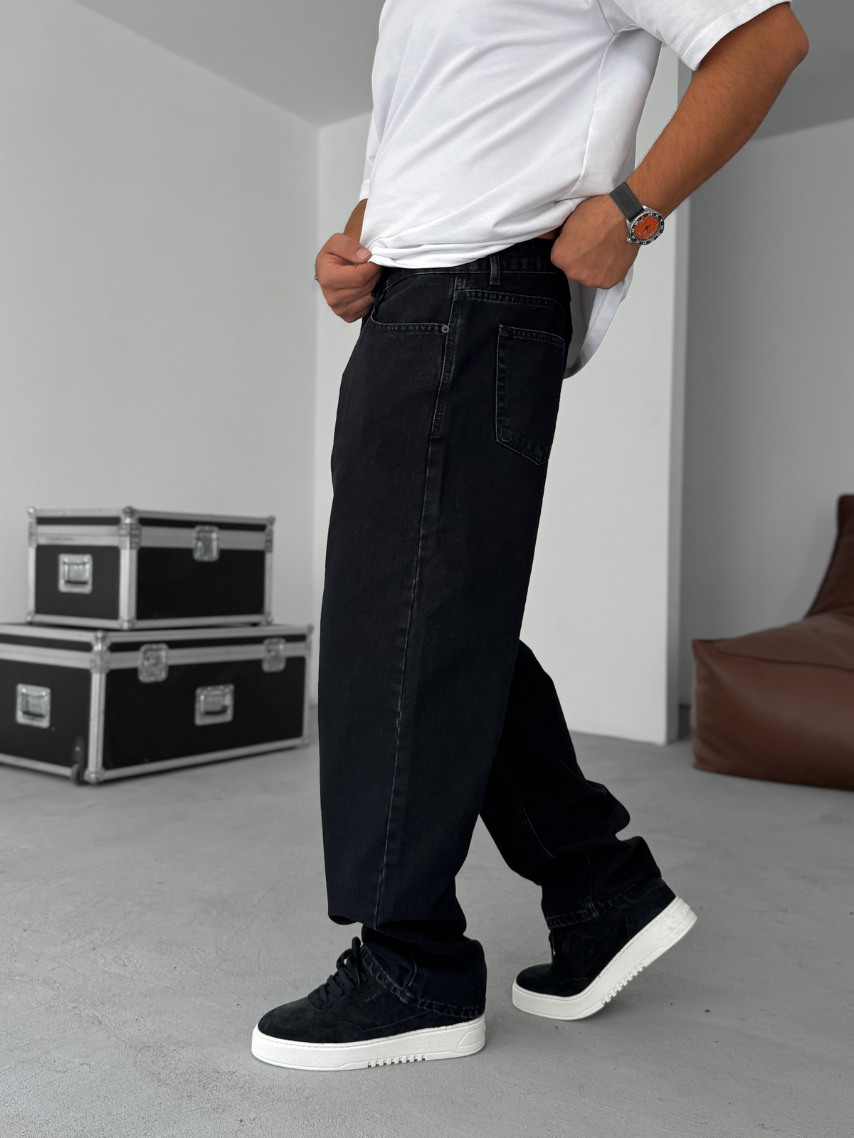 Siyah Yıkamalı Baggy Jean DF-3047