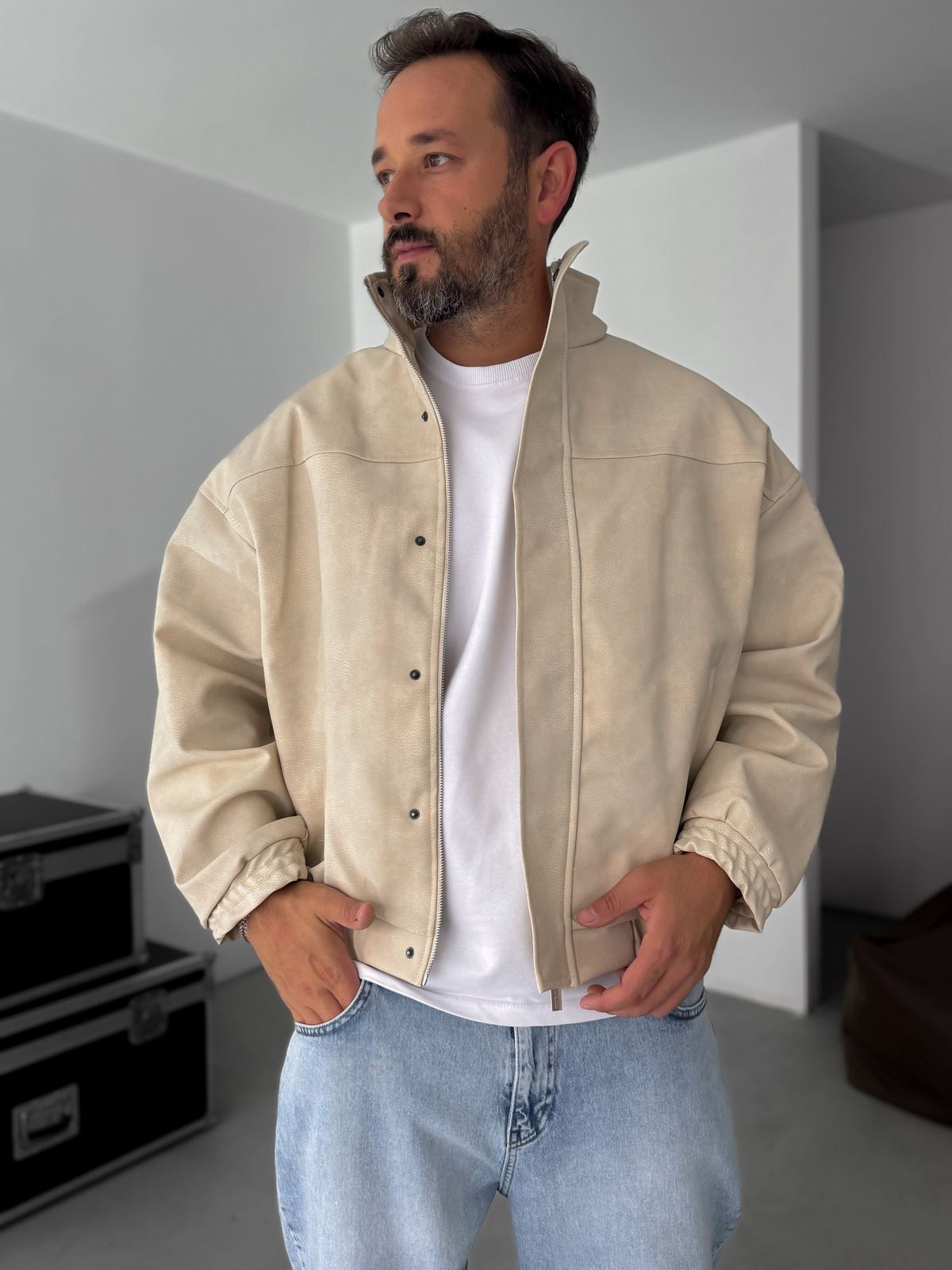 Bej Bomber Deri Mont EP-7321