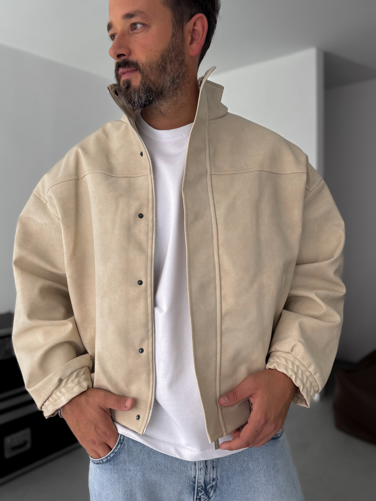 Bej Bomber Deri Mont EP-7321