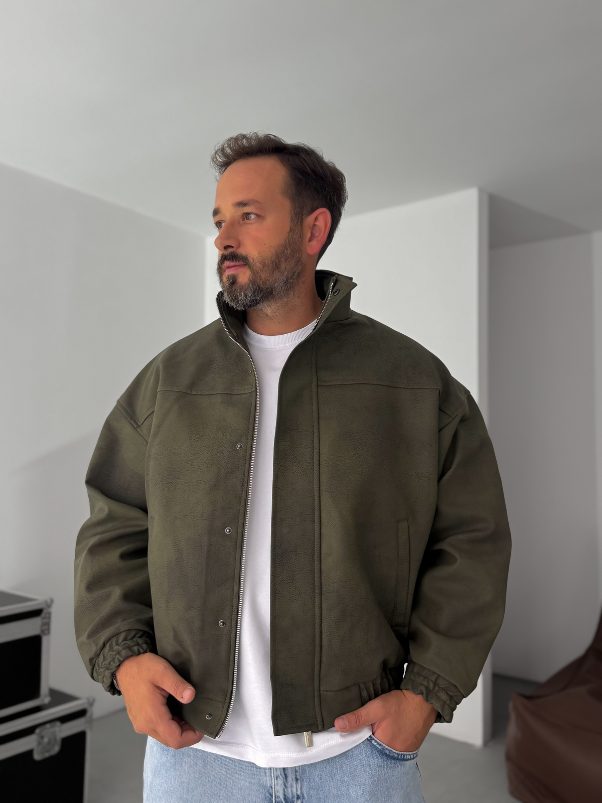 Haki Bomber Deri Mont EP-7321
