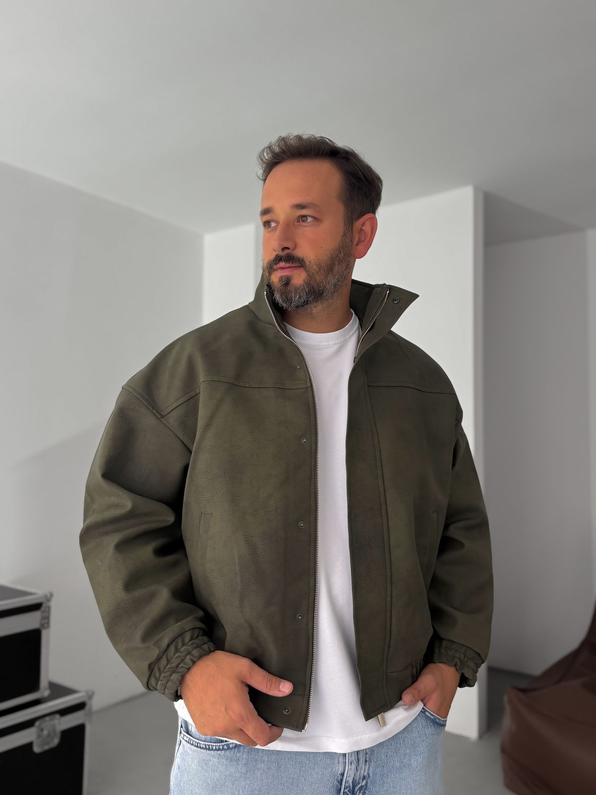 Haki Bomber Deri Mont EP-7321