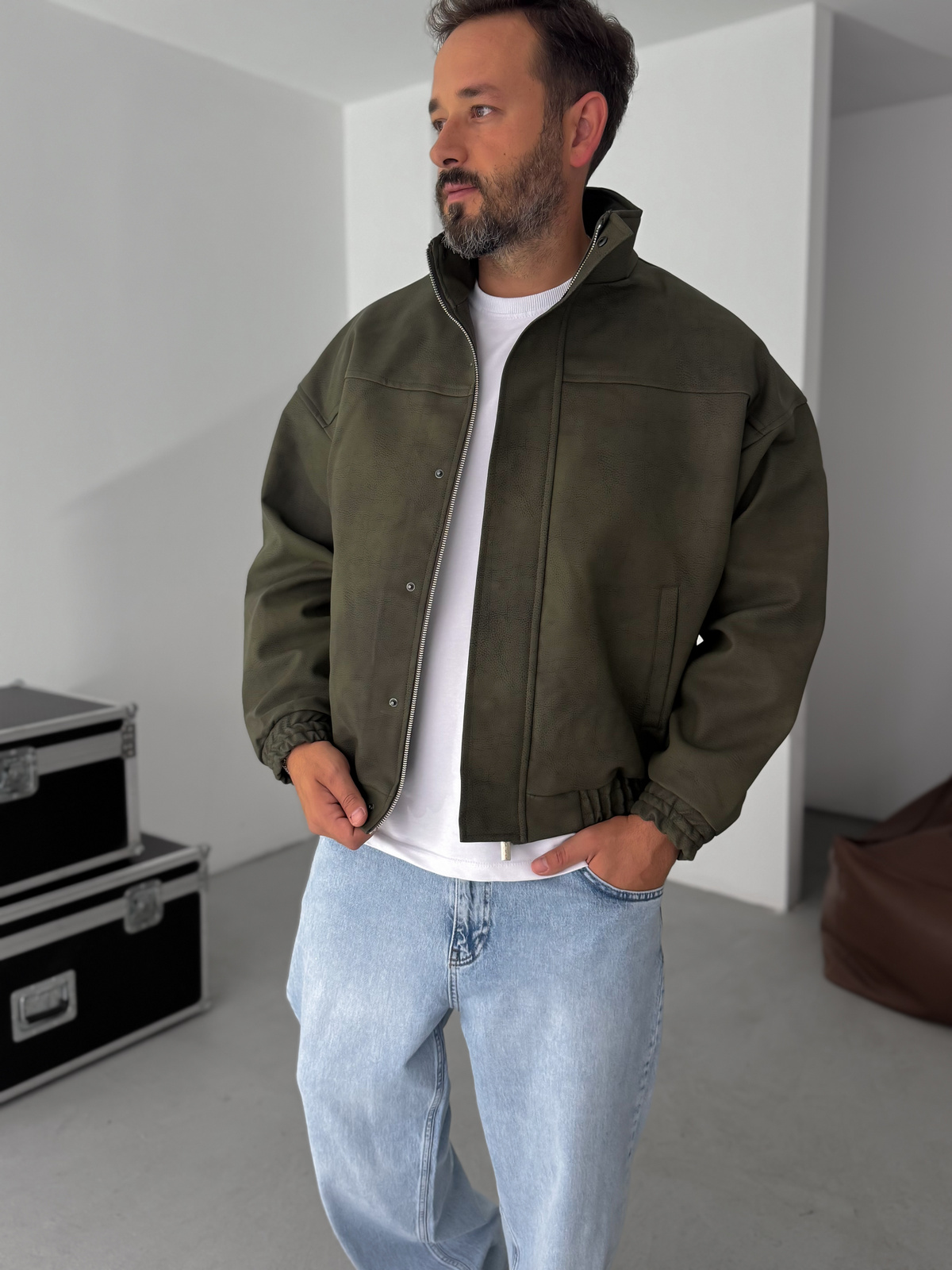 Haki Bomber Deri Mont EP-7321