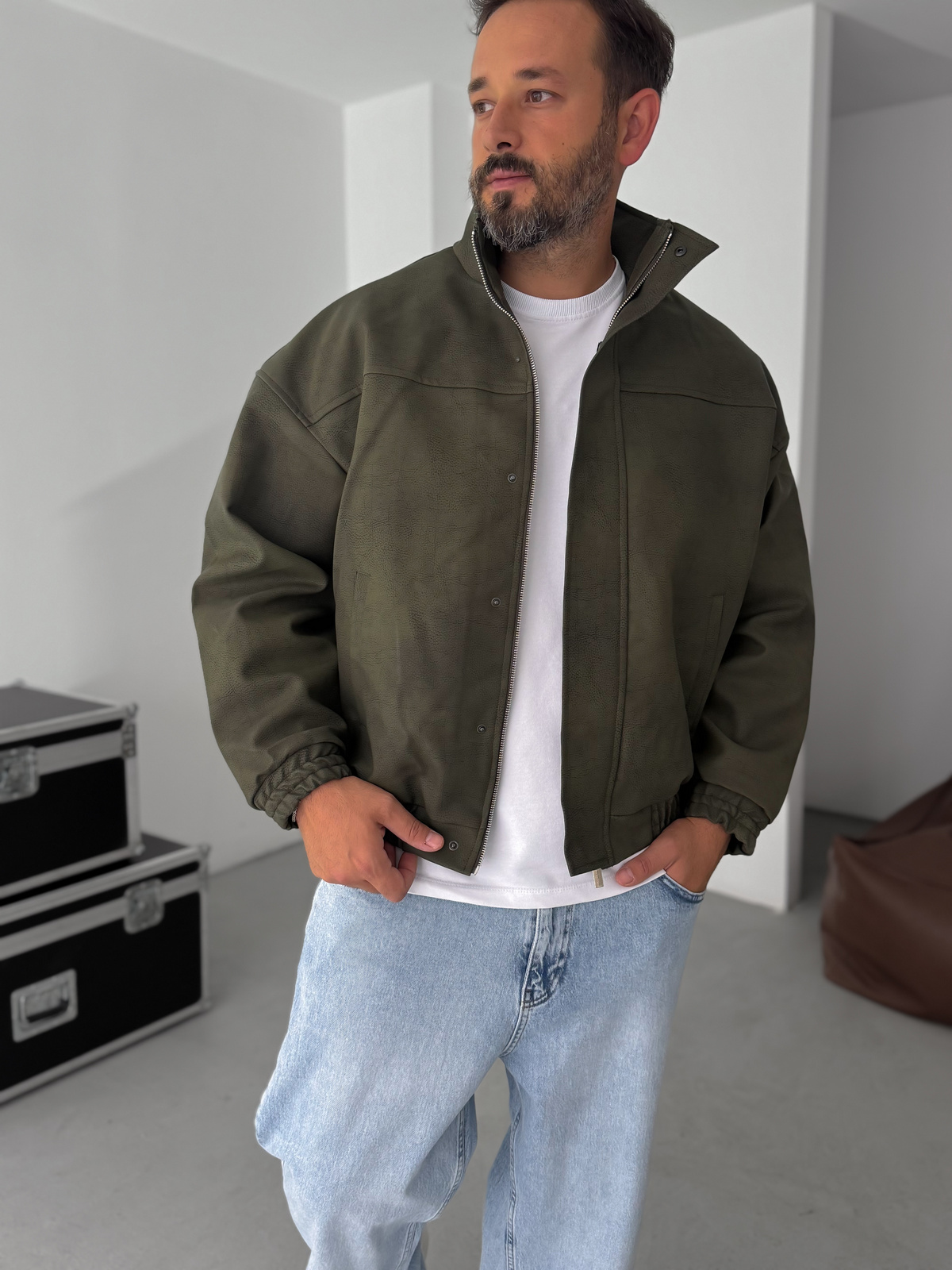Haki Bomber Deri Mont EP-7321
