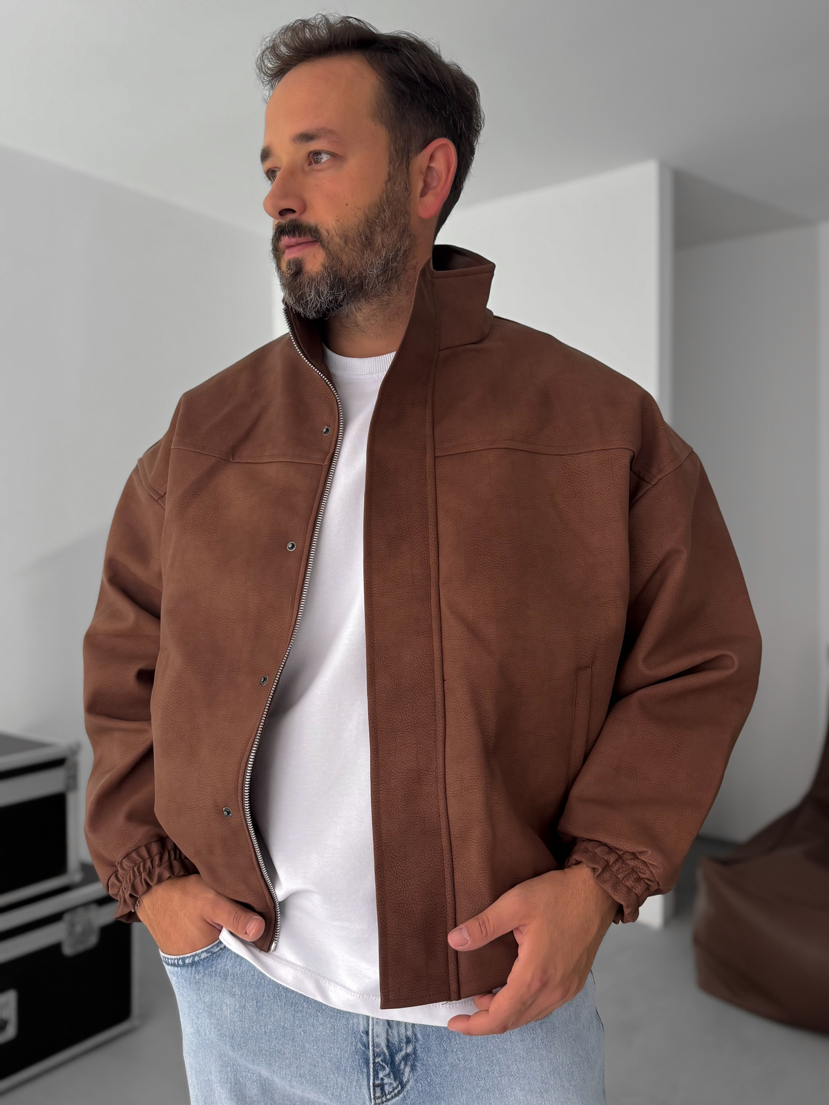 Kahve Bomber Deri Mont EP-7321