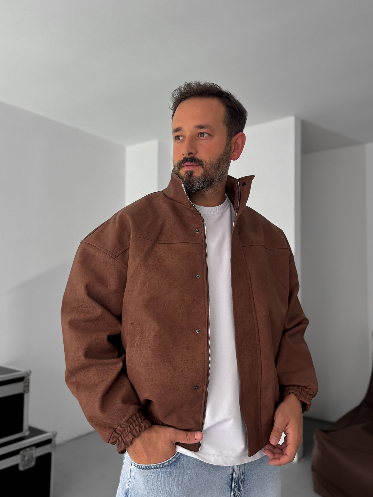 Kahve Bomber Deri Mont EP-7321