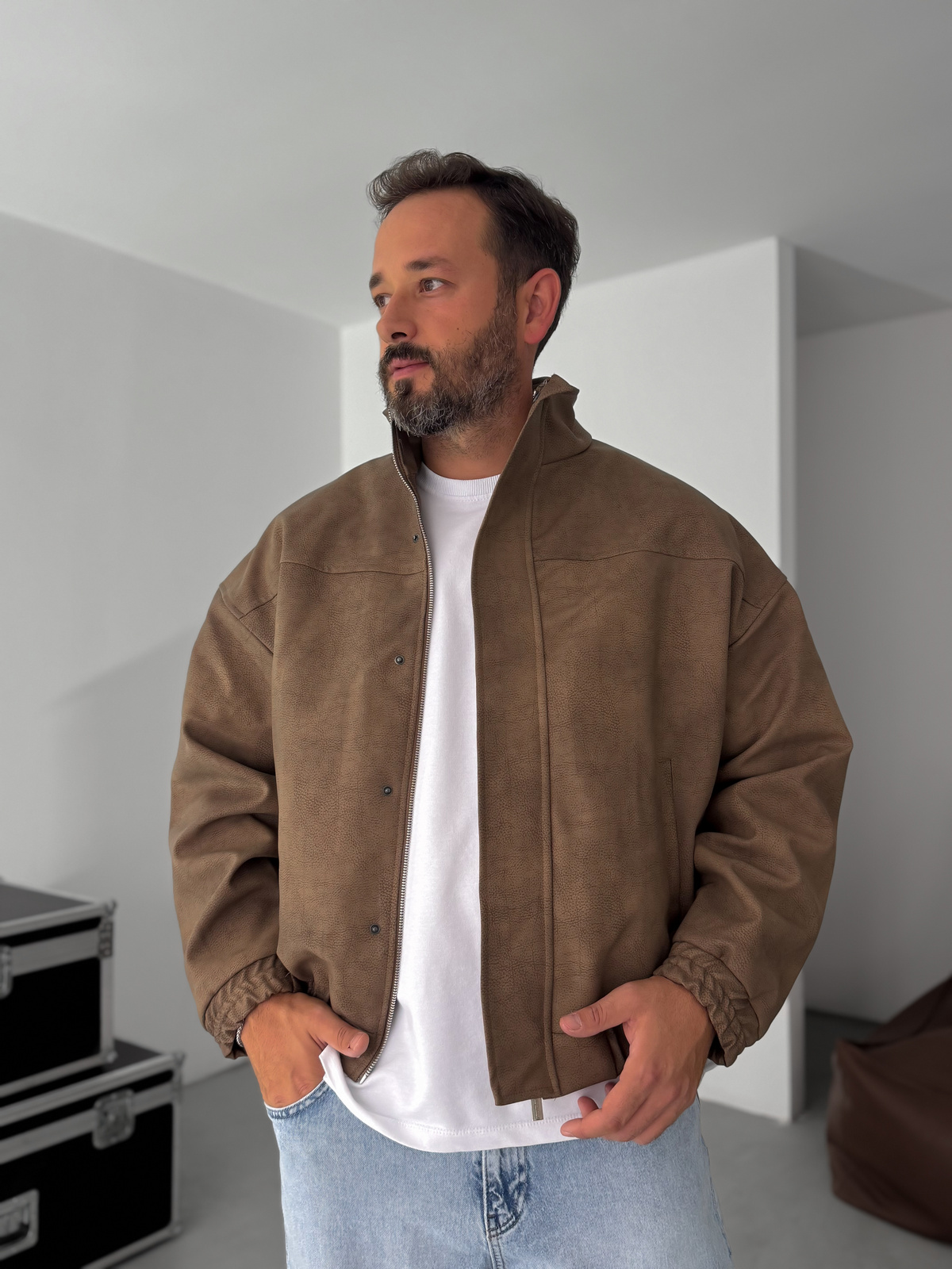 Açık Kahve Bomber Deri Mont EP-7321