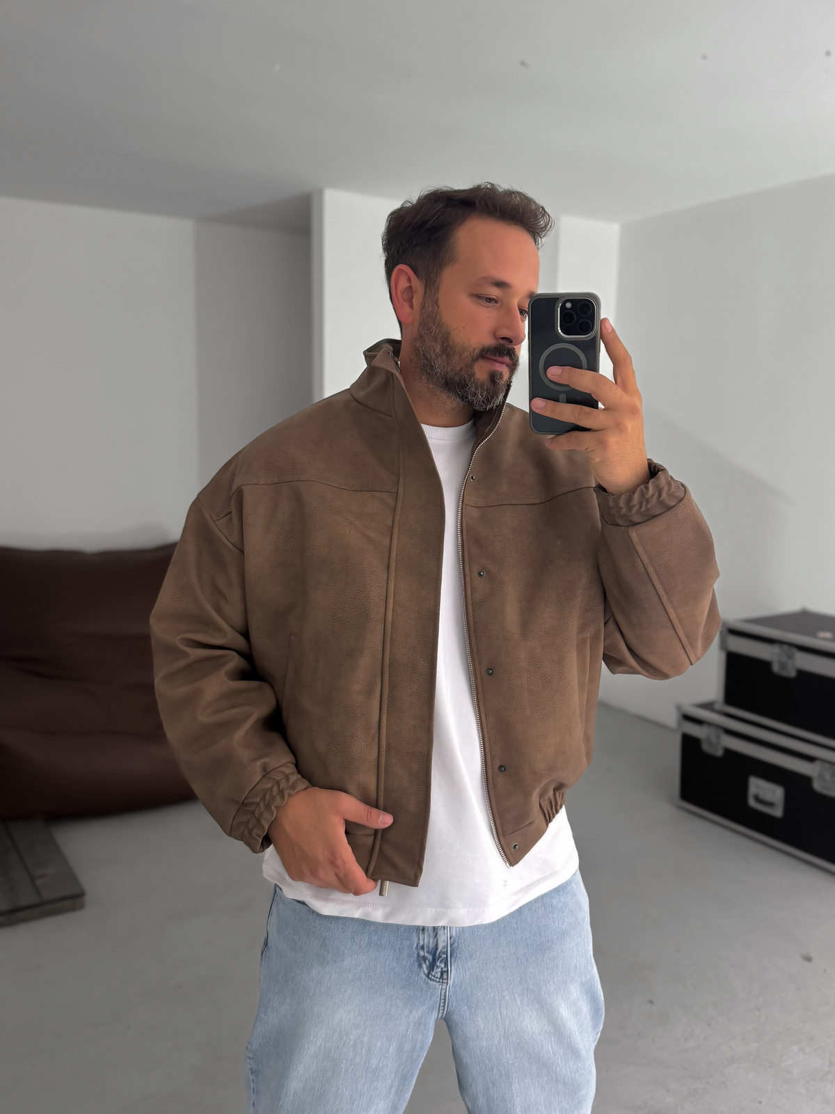 Açık Kahve Bomber Deri Mont EP-7321