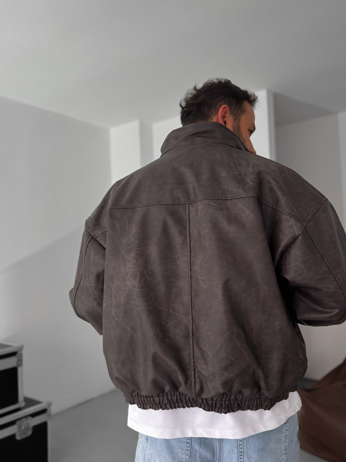 Koyu Kahve Efektli Bomber Deri Mont EP-7321