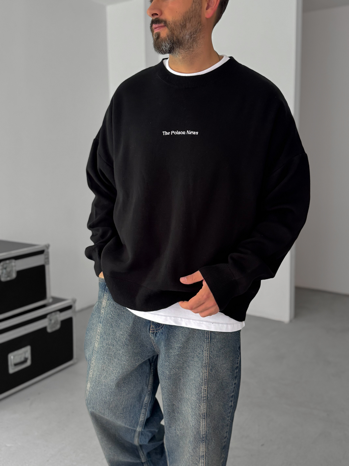 Siyah Poison Örme Sweatshirt JJ-167
