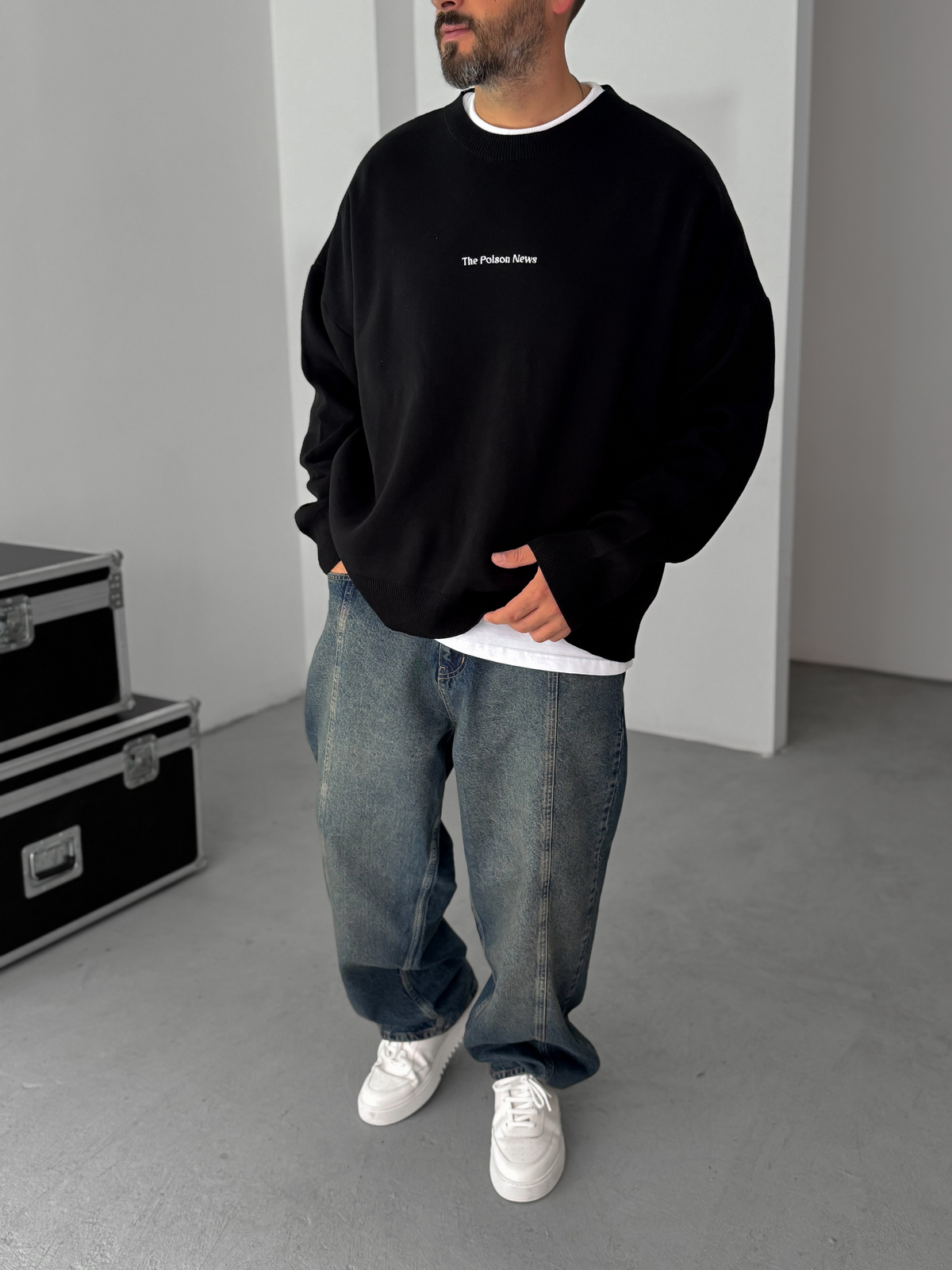 Siyah Poison Örme Sweatshirt JJ-167
