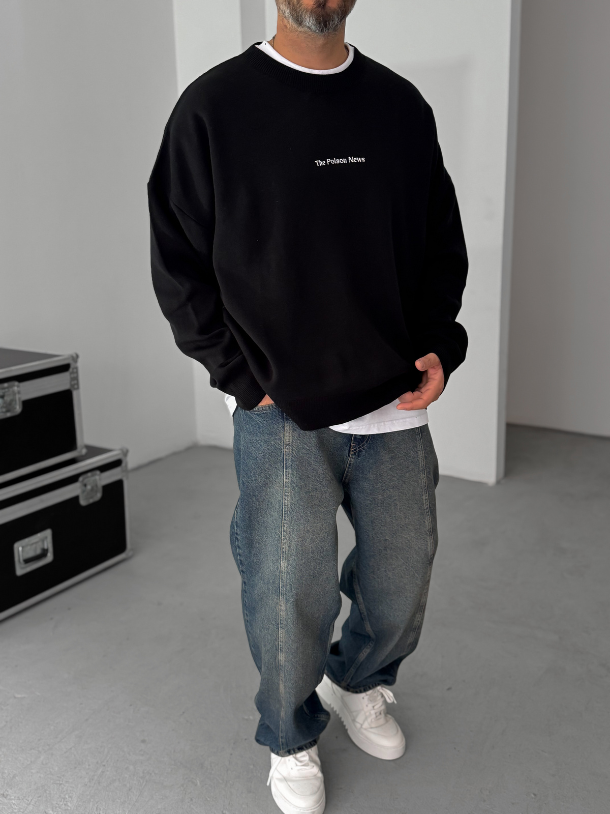 Siyah Poison Örme Sweatshirt JJ-167