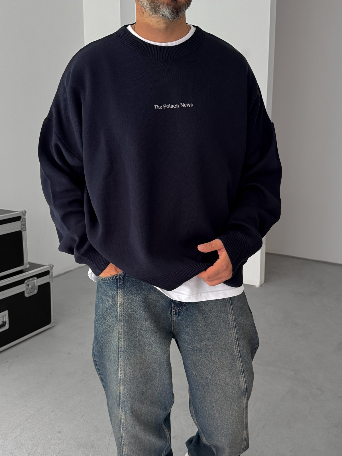 Lacivert Poison Örme Sweatshirt JJ-167