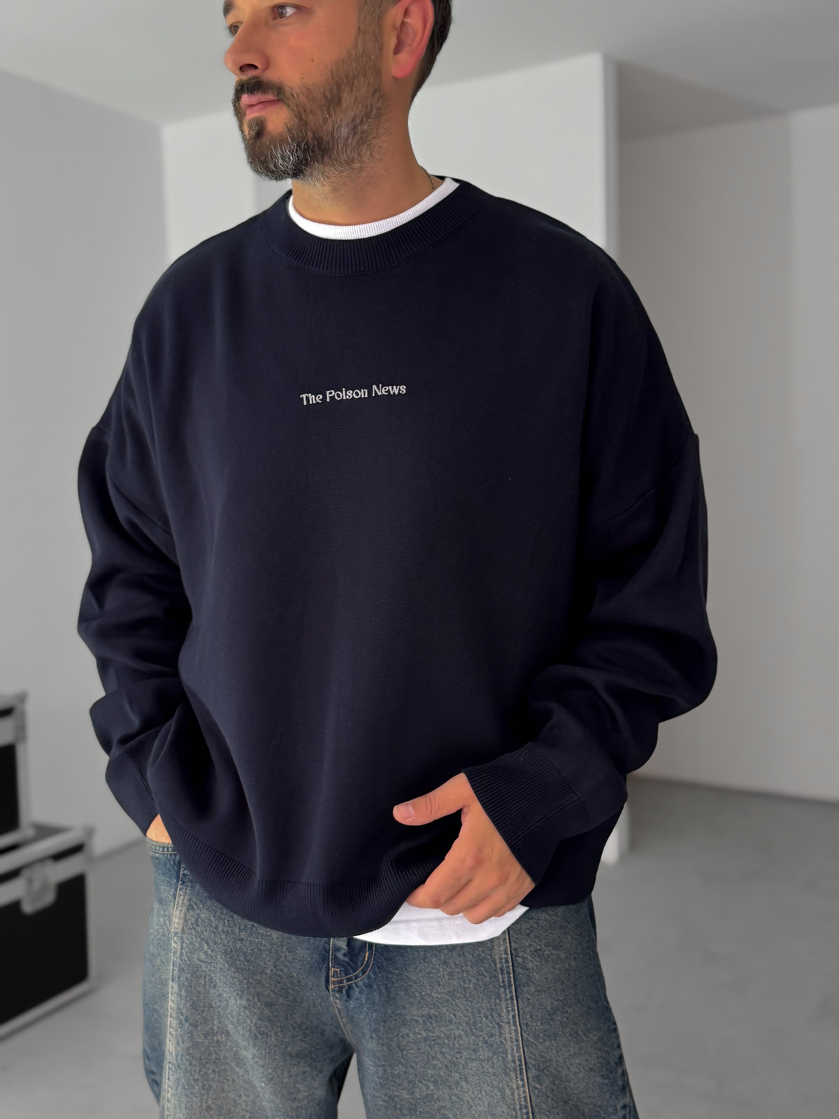 Lacivert Poison Örme Sweatshirt JJ-167