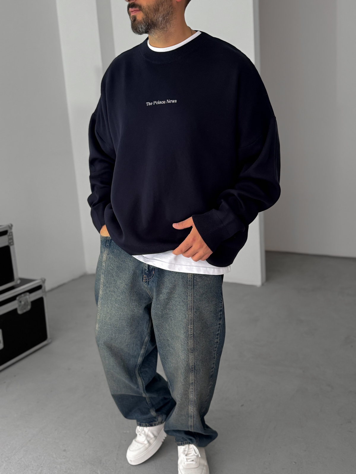 Lacivert Poison Örme Sweatshirt JJ-167