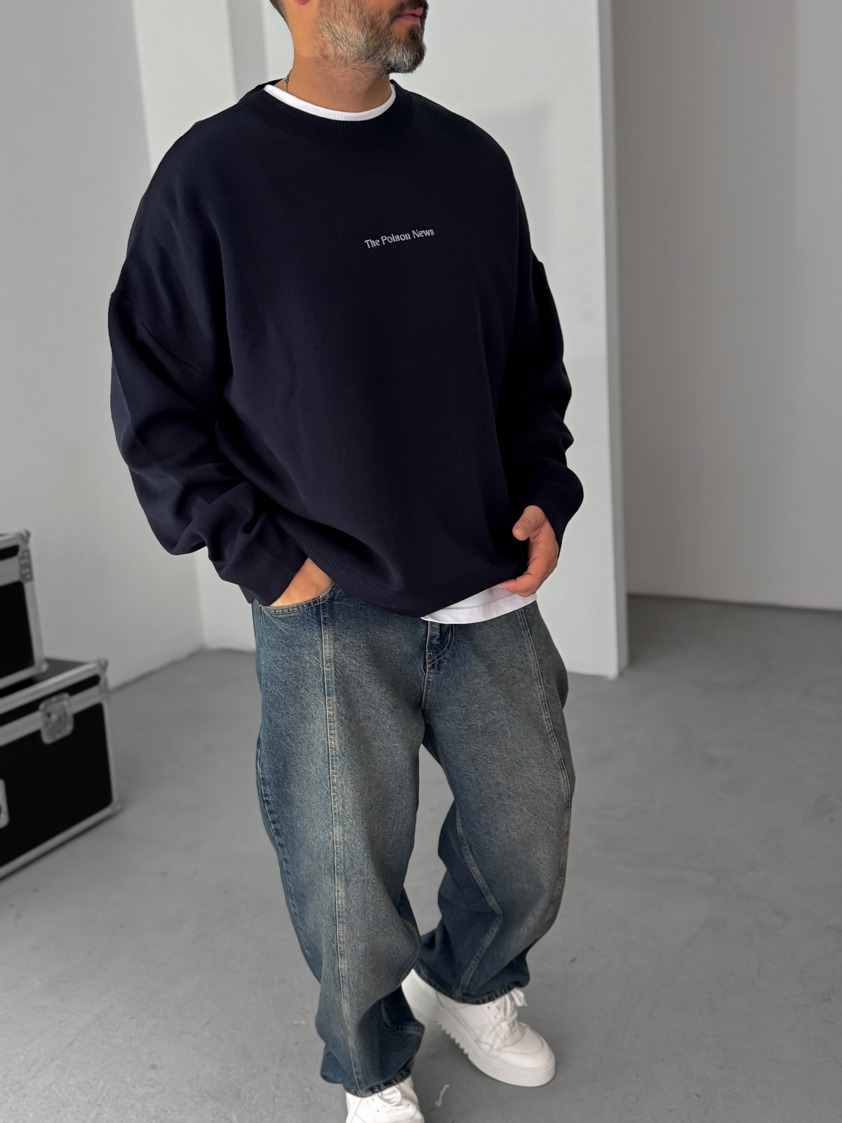 Lacivert Poison Örme Sweatshirt JJ-167