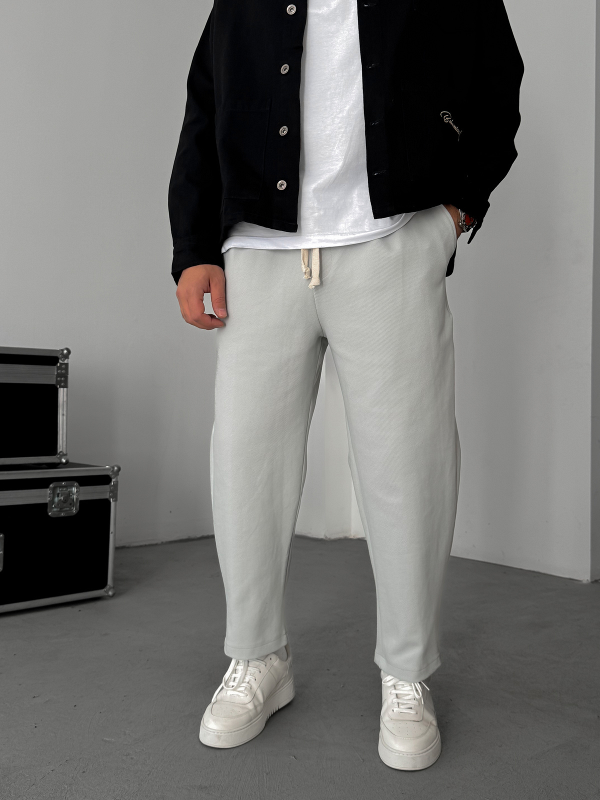 Gri Bol Kalıp Kalın Pantolon JJ-172