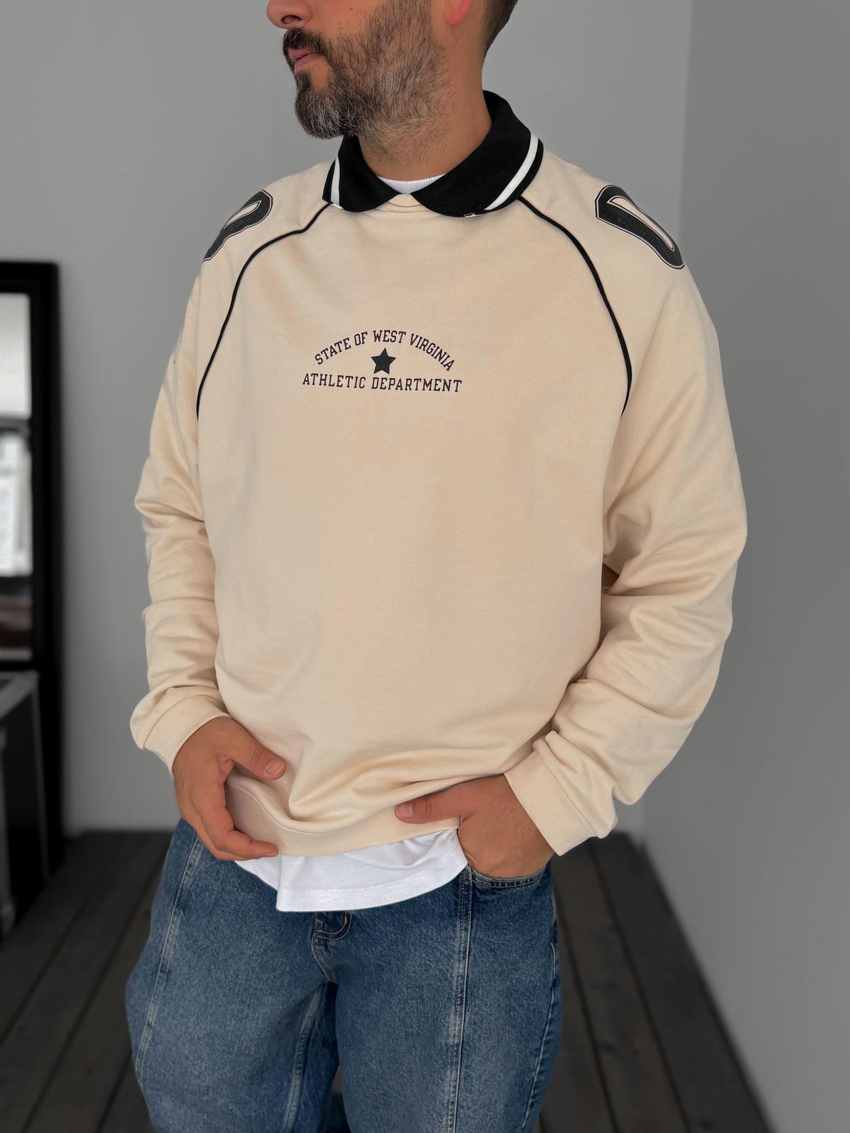 Bej 09 Kabartmalı Sweatshirt JJ-129