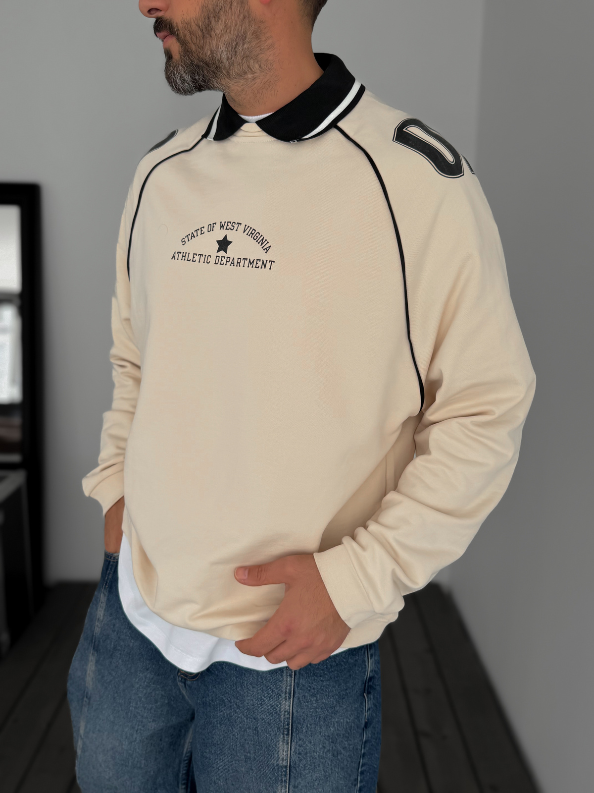 Bej 09 Kabartmalı Sweatshirt JJ-129
