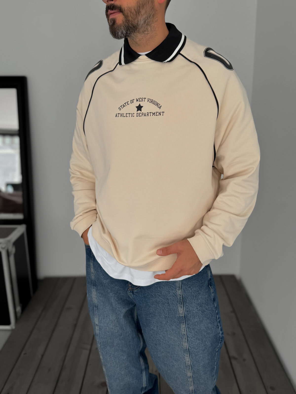 Bej 09 Kabartmalı Sweatshirt JJ-129