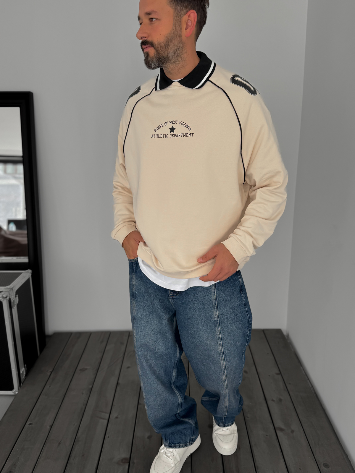 Bej 09 Kabartmalı Sweatshirt JJ-129