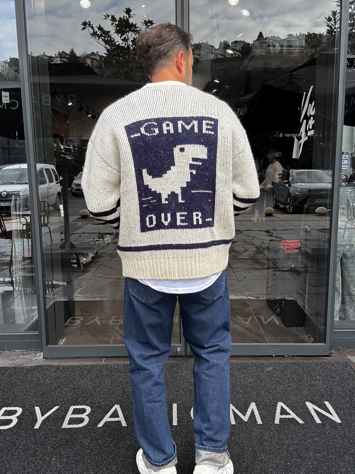 Beyaz Game Over Triko Sweatshirt  TW-3316