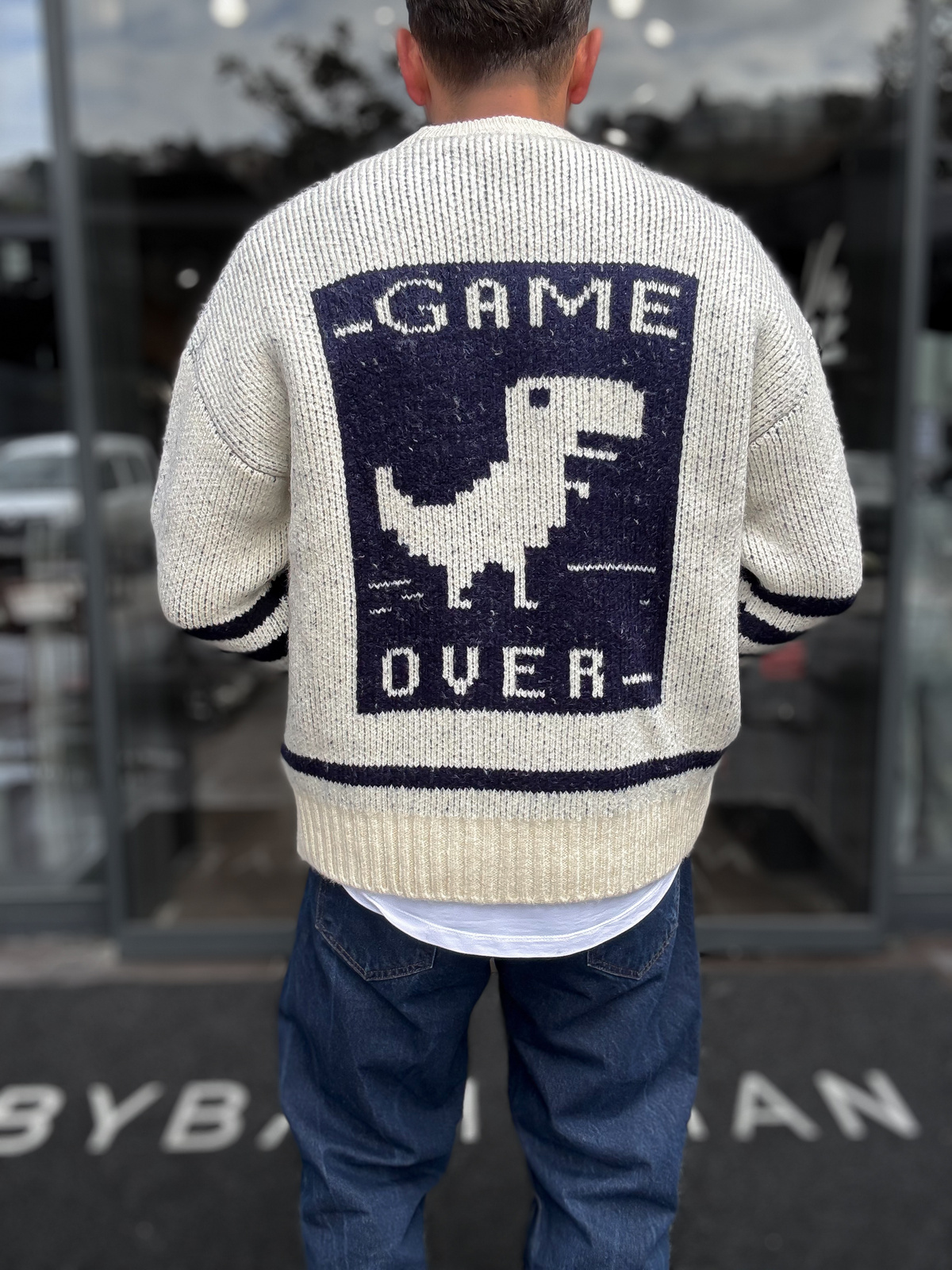 Beyaz Game Over Triko Sweatshirt  TW-3316