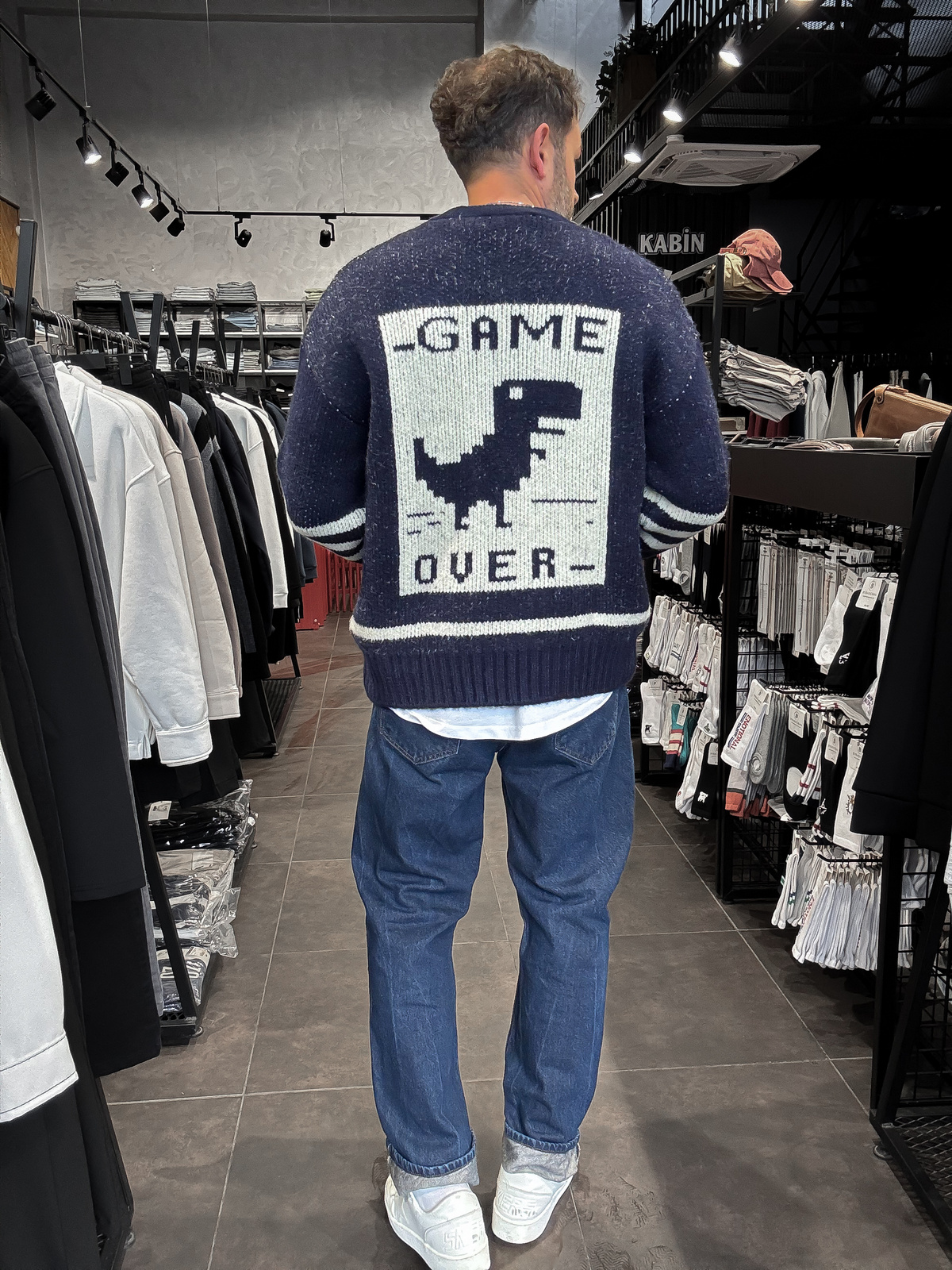 Lacivert Game Over Triko Sweatshirt  TW-3316