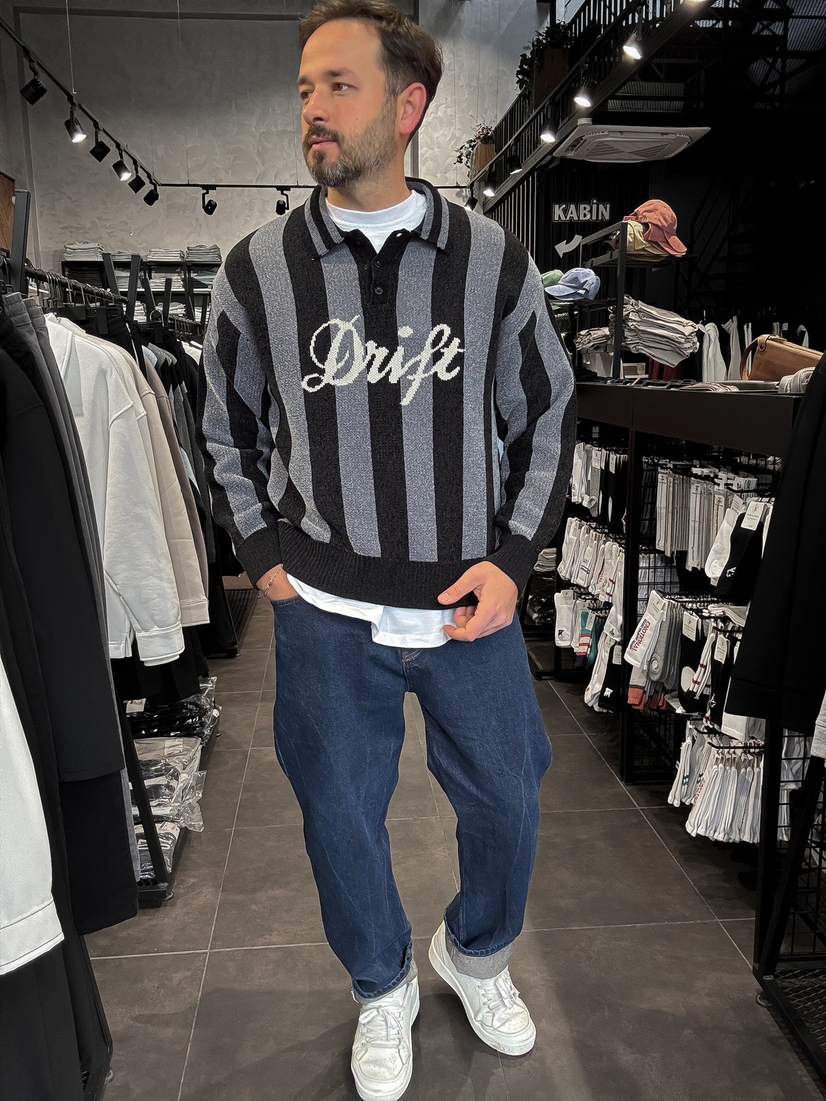 Siyah Drift Polo Yaka Sweatshirt TW-5029