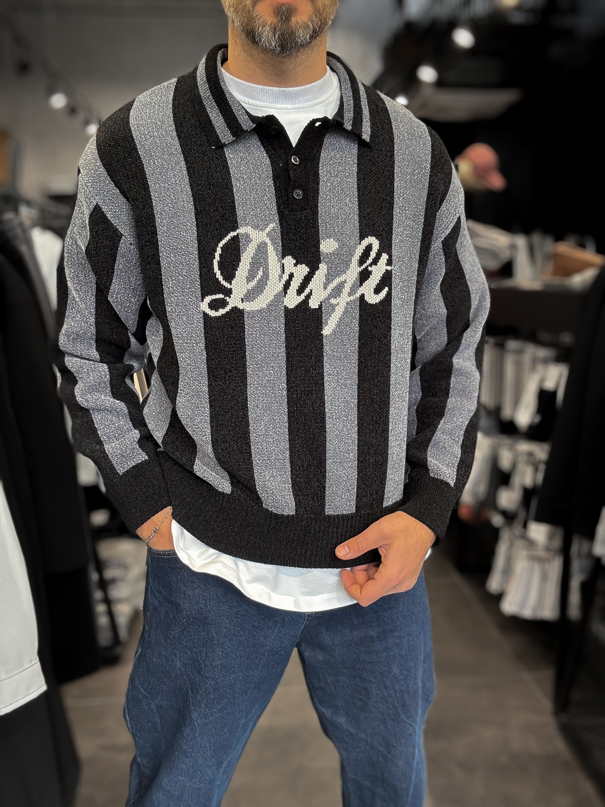 Siyah Drift Polo Yaka Sweatshirt TW-5029