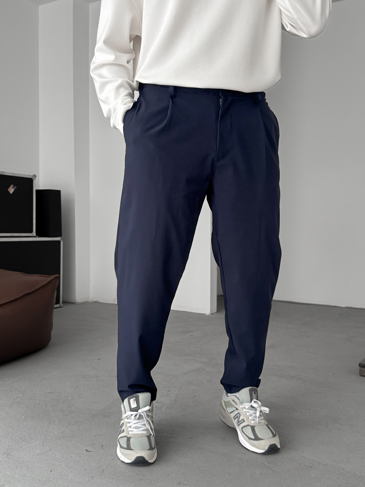 Lacivert Gofre Basic Pileli Pantolon C-6142