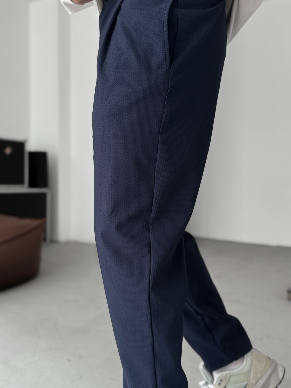 Lacivert Gofre Basic Pileli Pantolon C-6142