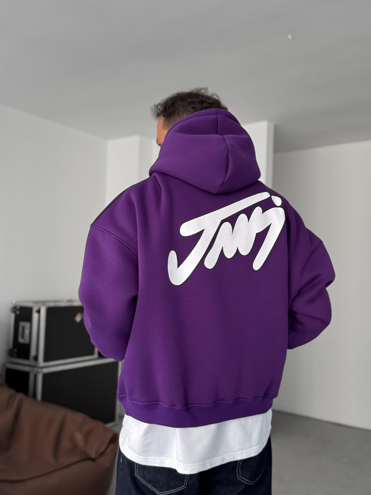 Mor Basic Baskılı Kapüşonlu Sweatshirt JJ-101