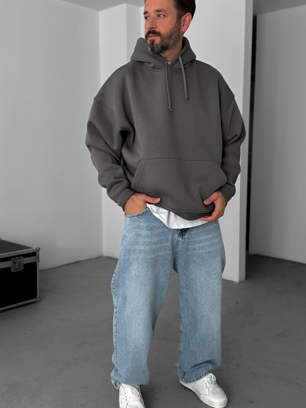 Füme Basic Kapüşonlu Sweatshirt JJ-163