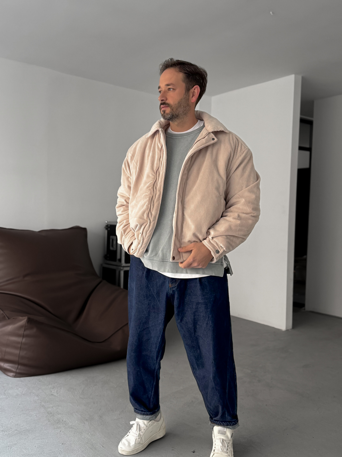 Bej Kadife Bomber Mont LNS-53001