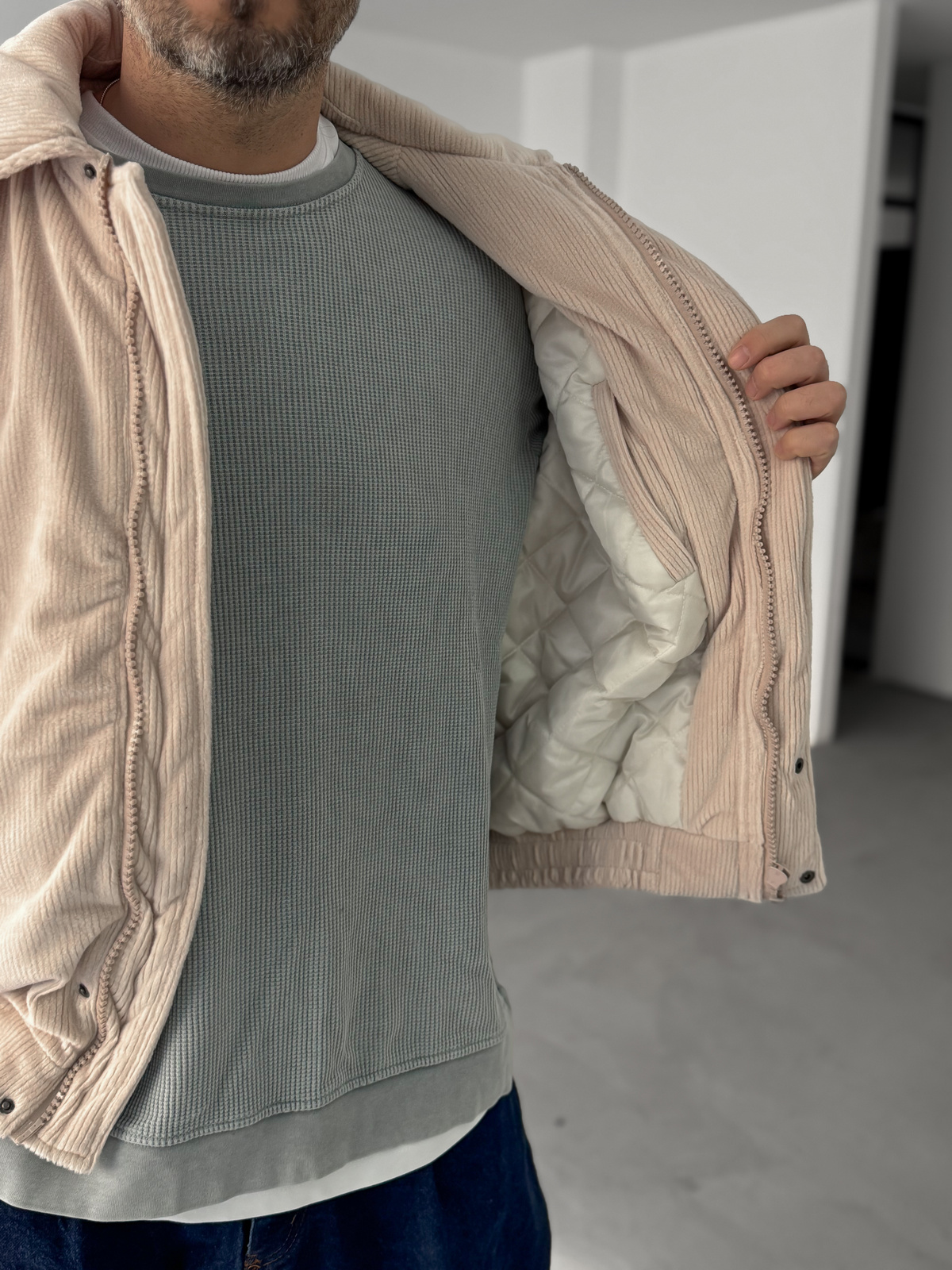 Bej Kadife Bomber Mont LNS-53001