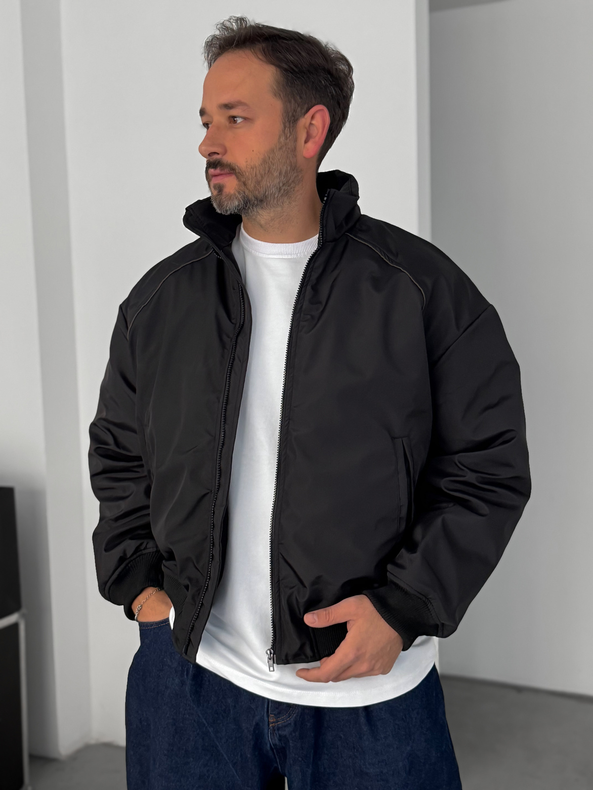 Siyah Biyeli Bomber Mont LNS-50685
