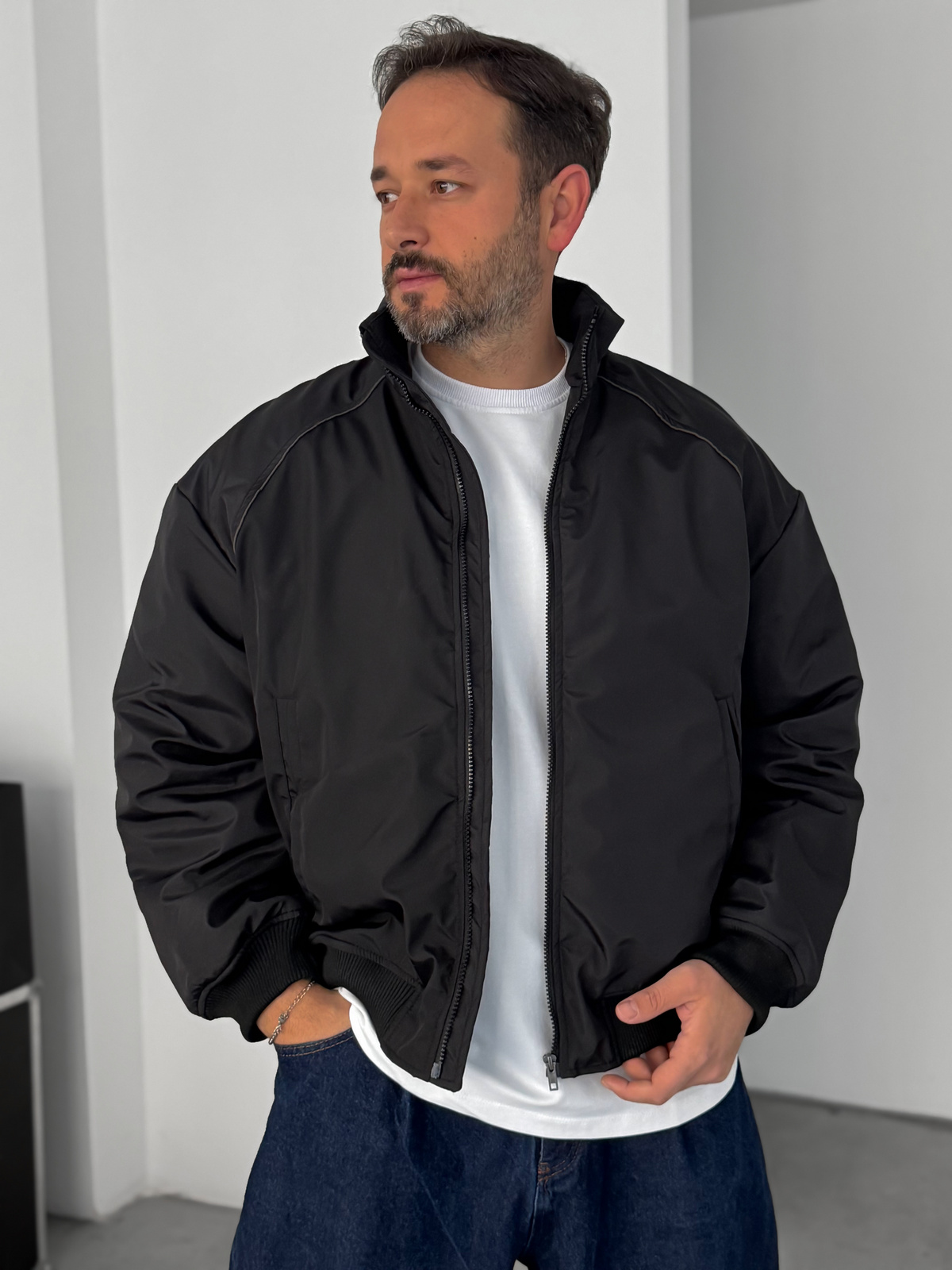 Siyah Biyeli Bomber Mont LNS-50685