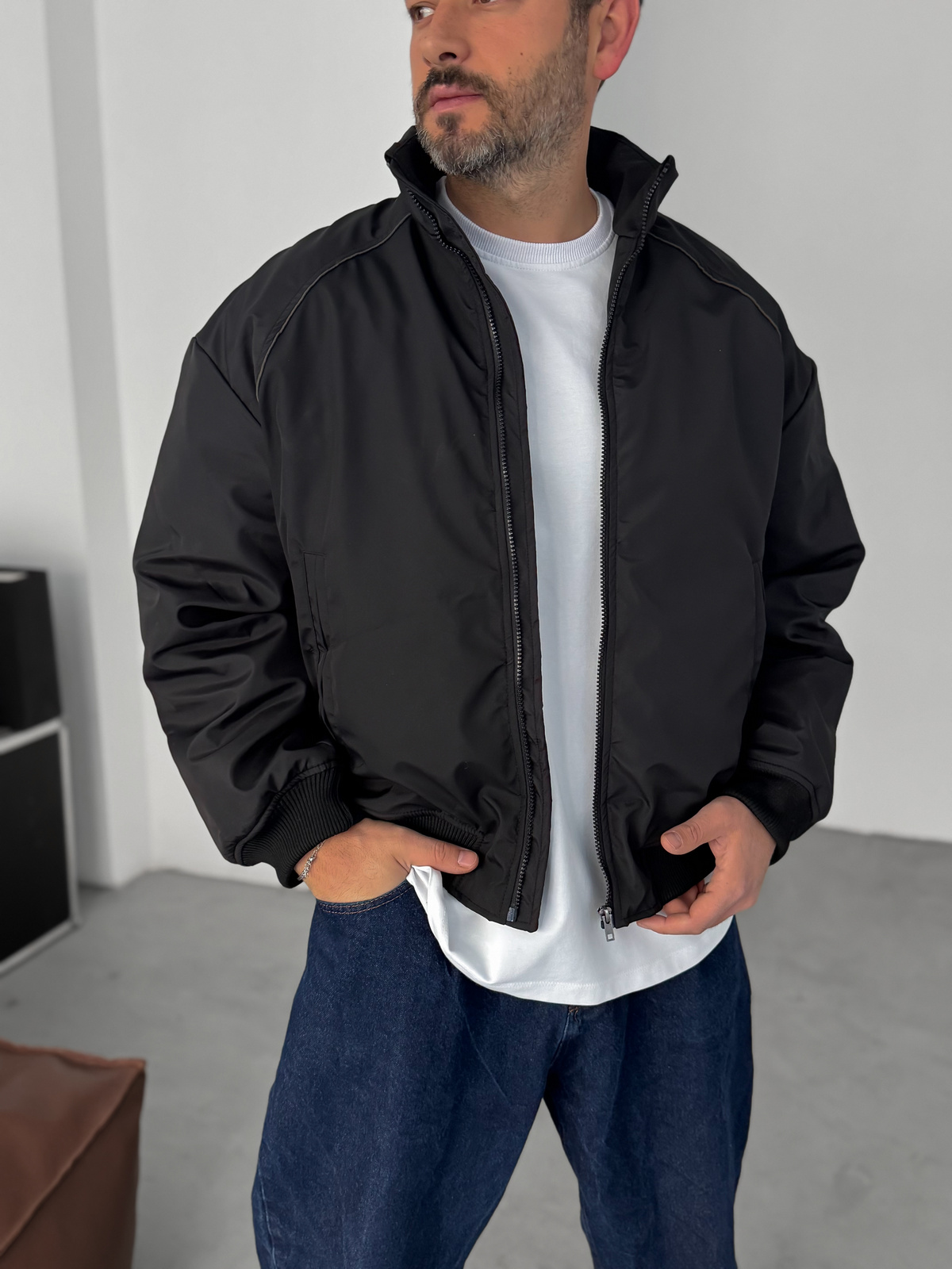 Siyah Biyeli Bomber Mont LNS-50685